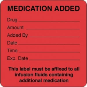 PDC Healthcare Medication Added Labels - "Medication Added" Label, 2-1/2" x 2-1/2", Red - 59713260