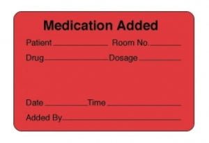 PDC Healthcare Medication Added Labels - "Medication Added" Label, 3" x 2", Red, 500/Roll - 59713262