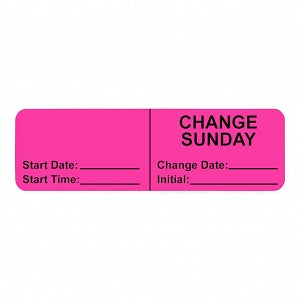 PDC Health Wraparound IV Tubing Labels - LABEL, IV, WRAP, "CHANGE SUNDAY", PINK - 59714487