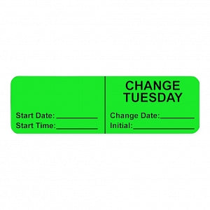 PDC Health Wraparound IV Tubing Labels - LABEL, IV, WRAP, "CHANGE TUESDAY", GREEN - 59714489