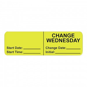 PDC Health Wraparound IV Tubing Labels - LABEL, IV, WRAP, "CHANGE WEDNESDAY", YELLOW - 59714490