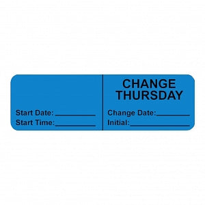 PDC Health Wraparound IV Tubing Labels - LABEL, IV, WRAP, "CHANGE THURSDAY", BLUE - 59714491