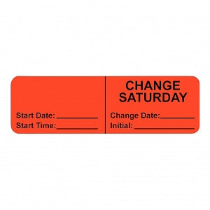 PDC Health Wraparound IV Tubing Labels - LABEL, IV, WRAP, "CHANGE SATURDAY", RED - 59714493