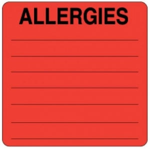 PDC Healthcare Allergic Labels - Allergy Label, Red, 2-1/2" X 2-1/2" - 59719087