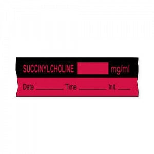 PDC Healthcare Succinylcholine Tapes - Succinylcholine Tape with Date, Time and Initials, Fluorescent Red - 59726324