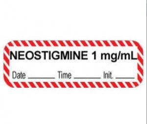 PDC Healthcare Anesthesia Date, Time and Initials Labels - Neostigmine Label, 1mg / mL, White with Red - 59726659