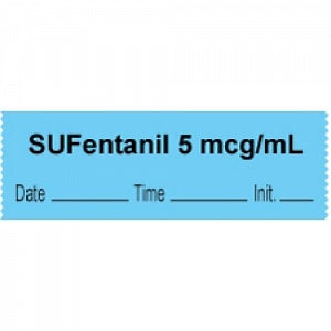 PDC Healthcare Removable Sufentanil Anesthesia Tapes - Removable Anesthesia Tape, "SUFentanil 5 mcg / mL Date / Time / Initials" - 59727024