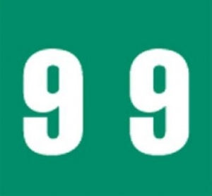 PDC Healthcare AMES Compatible Numeric Labels - Mylar-Coated Ames-Compatible Color-Code Label, Numeric "9," 1-7/8" x 1-7/8", Green - 59742378