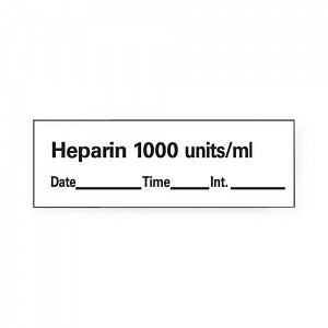 PDC Healthcare Anesthesia Date, Time and Initials Labels - Heparin Label Tape, 1000mL, White - AN-10D1000