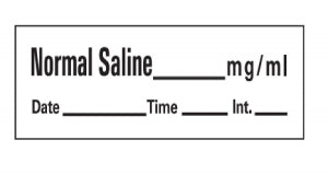 PDC Healthcare Chart Labels - Normal Saline Drug Chart Label Tape, White - AN-22