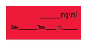 PDC Healthcare Removable Anesthesia Paper Tapes - "Nimbex" Label Tape, 0.5" x 500", Fluorescent Red - AN-25