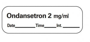 PDC Healthcare Anesthesia Labels & Tapes - Ondansetron 2 mg Label Tape, 1-1/2" x 1/2" - AN-55D2