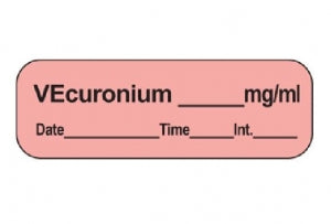 PDC Healthcare Anesthesia Tapes - Anesthesia Label Tape, Vecuronium Syringe, 600/Roll - LAN-103