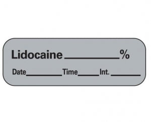 PDC Healthcare Lidocaine Labels - "Lidocaine" Tape Labels, 1-1/2" x 1/2", Gray, 600/Roll - LAN-11PC