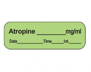 PDC Healthcare Anesthesia Tapes - Anesthesia Label Tape, Atropine, Green, 600/Roll - LAN-1