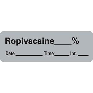 PDC Healthcare Anesthesia Labels & Tapes - Ropivacaine Label, Gray, 600/Roll - LAN-32PC