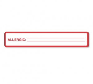 Brady Worldwide Nursing Allergy Labels - Allergy Label, White with Red, 5-1/2" x 1" - MFWHR10