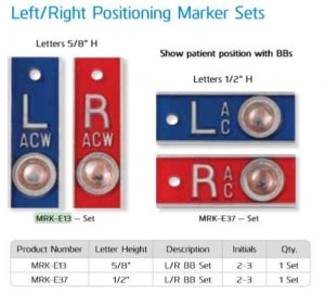 PDC Healthcare X-Ray Markers - X-Ray Marker, Left / Right BB Set, Red / Blue, 3 Initials, Must be Specified, 1/2" - MRK-E37