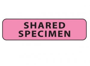 PDC Healthcare Lab Communication Labels - Shared Specimen Label, 1-1/4" x 5/16", Pink - MV01FP0964