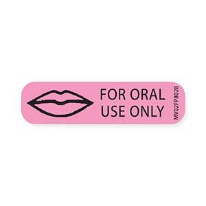 PDC Healthcare Label Paper - Oral Use Label, 1-7/16" x 3/8", Pink, Disposable, 666 Labels / Roll - MV02FP8028