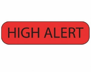 PDC Healthcare High Alert Communication Labels - High Alert, Red 1-7/16" x 3/8" - MV02FR6981