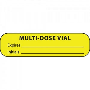 PDC Healthcare Multi-Dose Vial Labels - Multi-Dose Vial Label, 1-7/16" x 3/8", Yellow - MV02SY4180