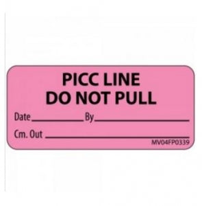 Brady Worldwide PICC Line Labels - Do Not Pull Label for PICC Line, Pink - MV04FP0339