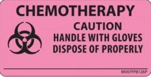 PDC Healthcare Caution Chemotherapy Pink Labels - Chemotherapy Caution Label, Pink - MV07FP8126