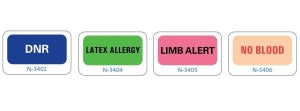 PDC Healthcare Ident-Alert Color Coded Labels - Latex Allergy Label, Green, 3/4" x 1-1/2" - N-3404