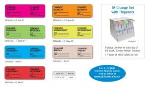 PDC Healthcare Paper Labels - "Arterial Line" IV Label, Fluorescent Red, 500 per Roll, 1" Core, 2-15/16" x 1" - N-7503