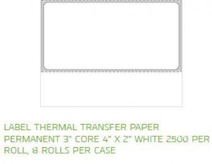 PDC Healthcare Thermal Transfer Labels - Thermal Transfer Label with 3" Core, 4" x 2", White - THERMT11