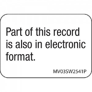 PDC Healthcare Permanent Paper / Record Labels - Electronic Format Label, 333/Roll - MV03SW2541P