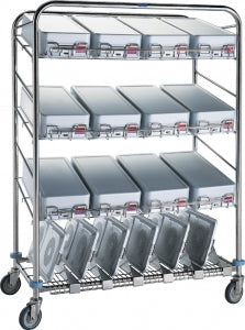 Pedigo Products Instrument Container Wash Carts - Stainless Steel Instrument Container Wash Cart with 5 Wire Shelves - CDS-160