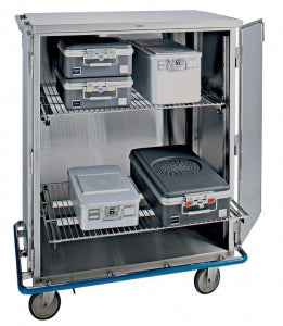 Pedigo Products Surgical Case Carts with Shelving - Stainless Steel Surgical Case Cart with 2 Shelves, Complete, Size X-Large, 45" x 28" x 56" - CDS-245-C