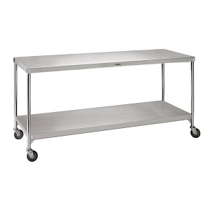 Pedigo Products Central Supply Tables - Stainless Steel Central Supply Table with Lower Shelf and Casters, 72" x 24" x 34" - CDS-2472-W/SC