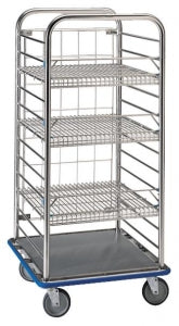 Pedigo Products Multi-Purpose Carts - Multipurpose Stainless Steel Procedure Case Cart with Enclosed Wire Back, 3 Wire Shelves and Casters, 29.75" x 29.75" x 62" - CDS-262C