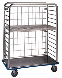 Pedigo Products Multi-Purpose Carts - Stainless Steel Utility Cart with Wire Shelf, Wire Back and Casters, 50.625" x 26.125" x 65" - CDS-270-C