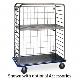 Pedigo Products Multi-Purpose Carts - Stainless Steel Utility Cart with Wire Shelf, Wire Back and Casters, 50.625" x 26.125" x 65" - CDS-270-C