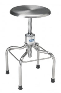 Pedigo Adjustable-Height Stainless Steel OR Stools - Stainless Steel Exam Stool, No Back or Casters, 20"-34" Screw Adjustable - P-1037-SS