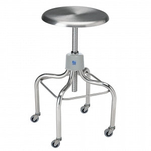 Pedigo Adjustable-Height Stainless Steel OR Stools - Stainless Steel Exam Stool with 2" Swivel Casters, No Back, 22.75"-36.75" Screw Adjustable - P-1037-W/C-SS