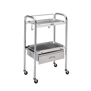 Pedigo Products Anesthetist Tables - Anesthesia Table with Drawer, 21-3/8" x 14" x 34-1/4" - P-1100-SS