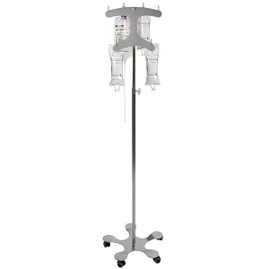 Pedigo Products Hand Operated IV Stands - Stainless Steel IV Pole with 5-Leg Base, Hand Height Adjustable, Clearview - P-1572-CV