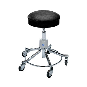 Pedigo Pneumatic Round Stools - Exam Stool with Chrome Base and 2.5" Casters, No Backrest, 18"-23" Pneumatic Hand Adjustment, Black - P-536-GS-BLK