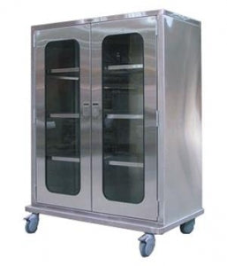 Pedigo Operating Room Cabinets - OR Cabinet with Double Door, Flat Top and 4 Solid Shelves, Casters, 47" x 18" x 72" - P-8130-W/C