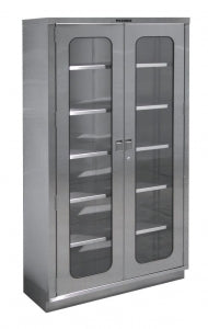 Pedigo Operating Room Cabinets - Stainless Steel O. R. Cabinet with Flat Top and 5 Solid Shelves, Stationary, 47" x 18" x 84" - P-8230