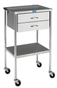 Pedigo Products Utility Tables - Stainless Steel Utility Table with Shelf and 2 Drawers, No Guard Rails, 20" x 16" x 34" - SG-80-C-SS