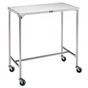 Pedigo Products H-Brace Instrument Tables - Stainless Steel Instrument Table with H-Brace and Casters, No Shelf, 20" x 16" x 34" - SG-83-SS