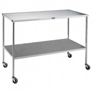 Pedigo Products Instrument Tables with Shelf - Stainless Steel Instrument Table with Shelf and Casters, 48" x 20" x 34" - SG-90-SS