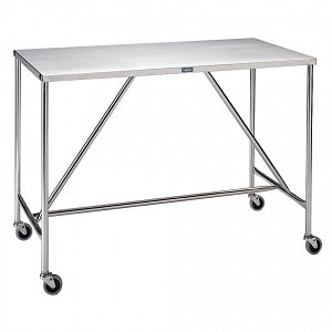 Pedigo Products H-Brace Instrument Tables - Stainless Steel Instrument Table with H-Brace and Casters, No Shelf, 72" x 24" x 34" - SG-97-SS