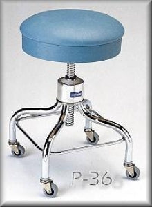 Pedigo Products Screw Shaft Stools - PVC-Free Screw-Adjustable Exam Stool with Casters, No Back, No Arms, Black, TB-133 - T-36-BLA